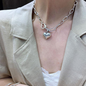 Elegant Vintage Hip Hop Creative LOVE Heart Pendant Thick Chain Bracelet - The Jewellery Supermarket